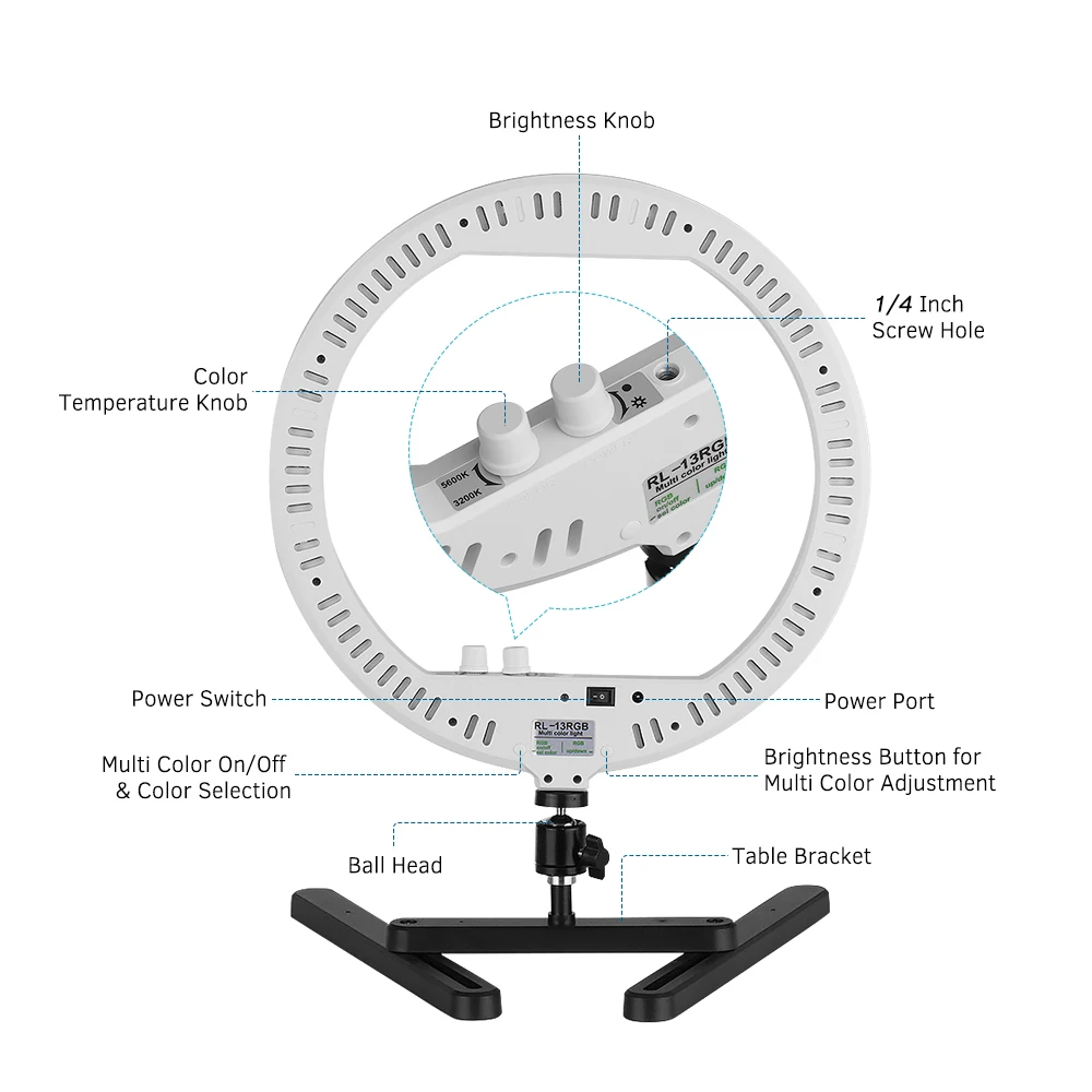 13 дюймов 3200 k-7000 k фотография лампа для Iphone Ringlight Selfie настольная светодиодная кольцевая фотолампа Rgb цвет селфи свет затемнения
