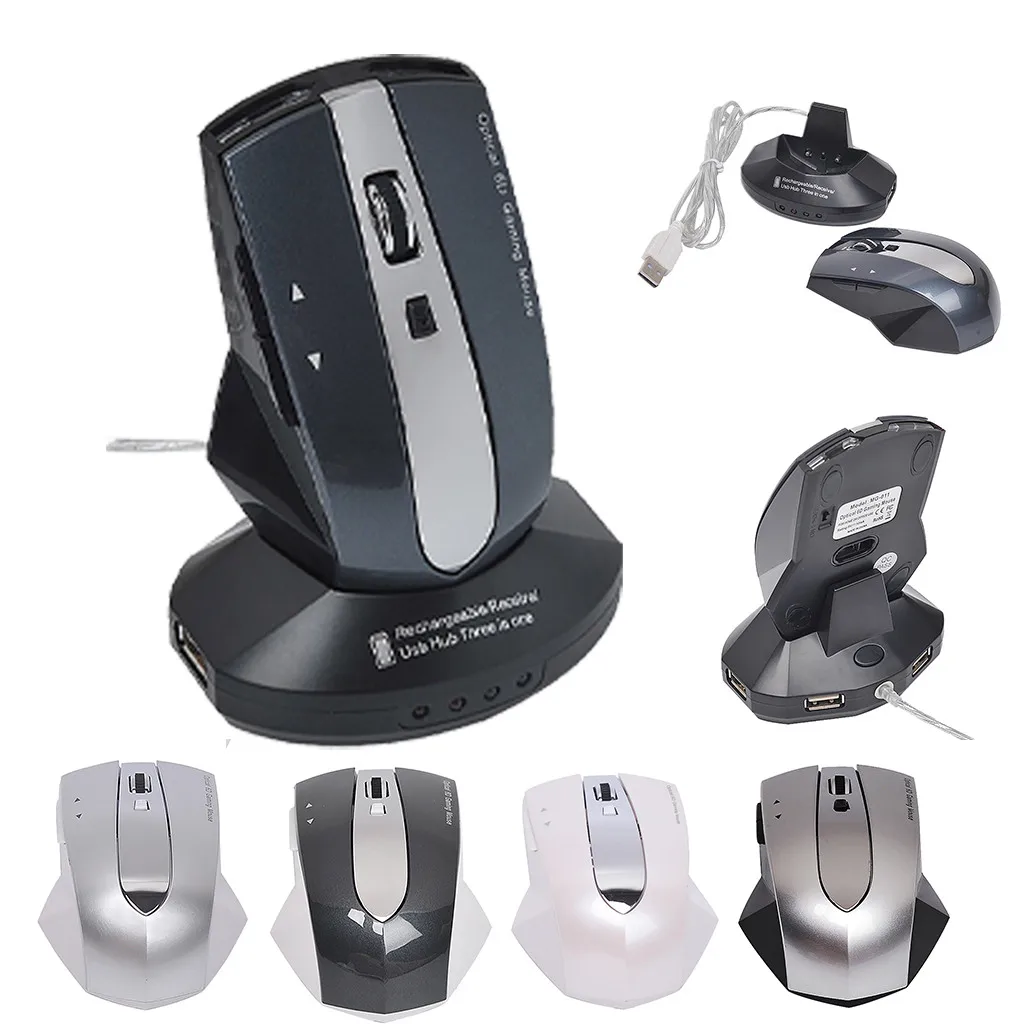 

2.4gHz Rechargeable Wireless Gaming 1600DPI Mice Optical Mouse With Base USB Mouse 2.4GHz With Mini USB Dongle For PC Laptop