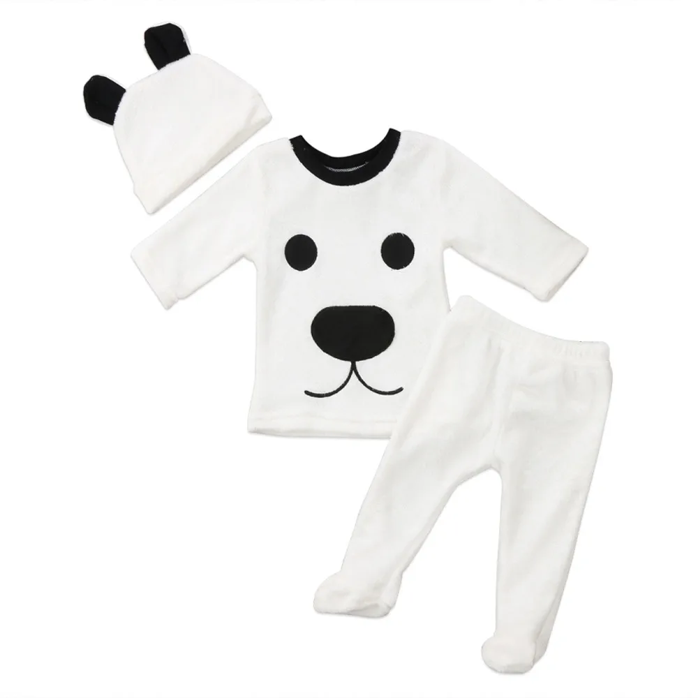 

3Pcs Winter Newborn Baby Girl Boy Cartoon baby girl winter clothes Tops Pants Outfits Fluffy Warm Clothes JAN10