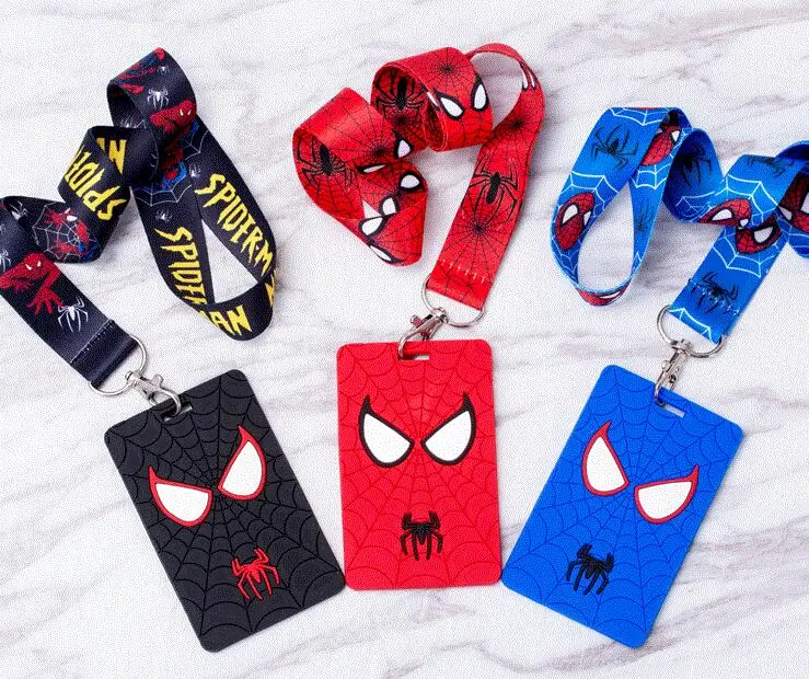 

New Retail 1pcs Cartoon spiderman Lanyard Key Chains Card Holders Bank Card Neck Strap Card Bus ID Holders M100