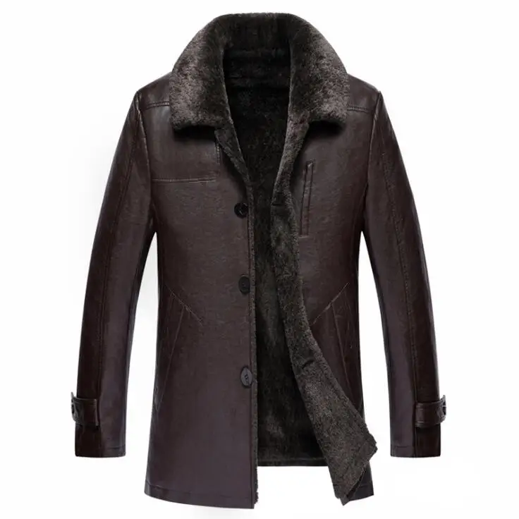 High Quality Men's Leather Jackets Winter Clothes Lapel Fur Coats for men Casual Plus Thick Warm Outerwear Mens Business Jacket sheepskin jacket mens Genuine Leather