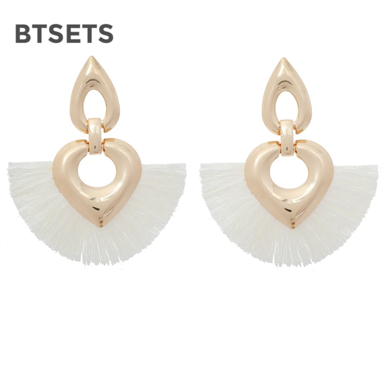 Statement Tassel Earrings for Women Wedding Dangle Drop Earrings Female Orange Boho Heart Fringe Earings Fashion Jewelry