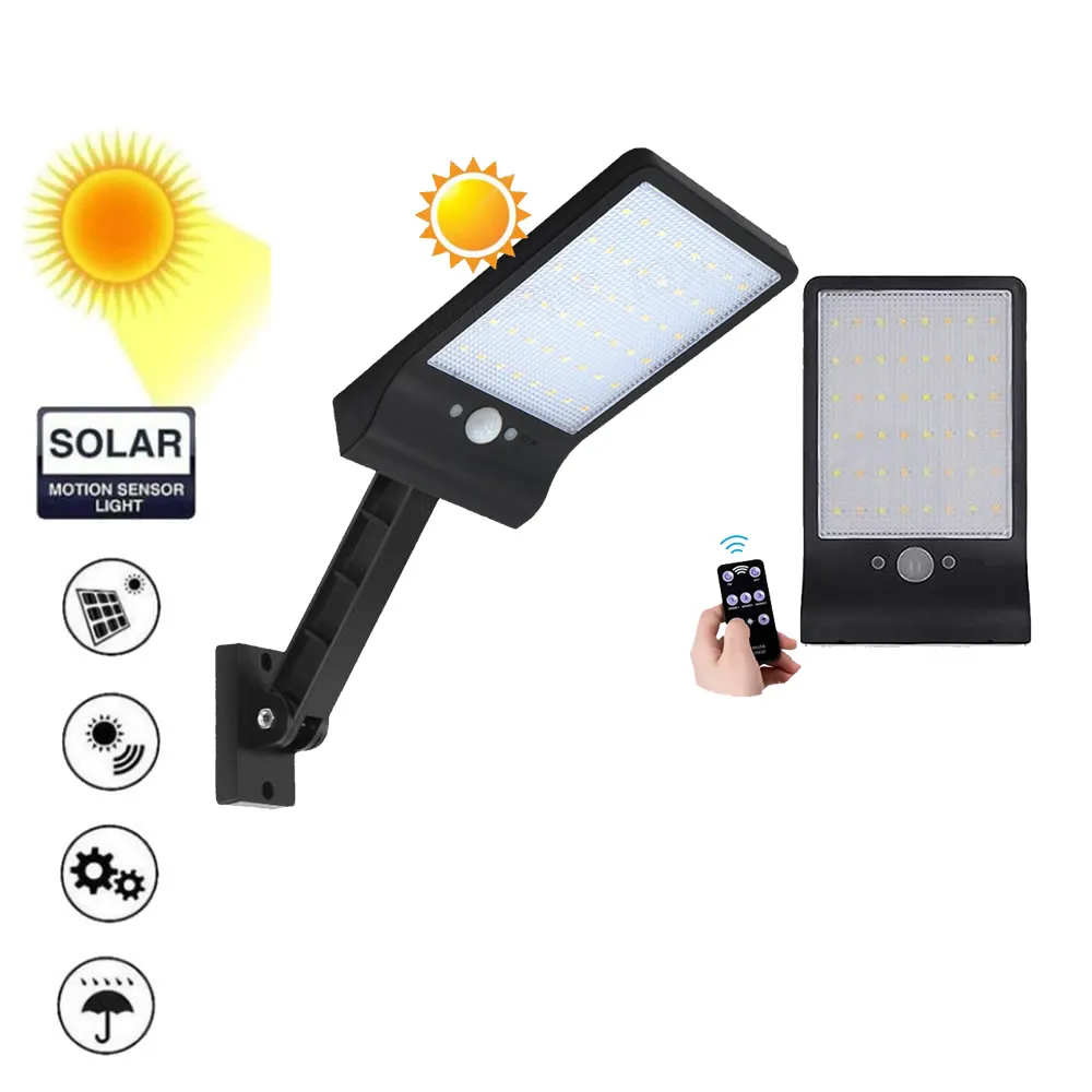

remote control rotate bracket solar street light 48 LED Motion Sensor Light Solar Lights Lamp For Outdoor Wall Garden Yard Water