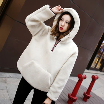 

Imitation Lamb Fur hood 2018 autumn and winter new Double-faced Fur short hooded casual warm jacket