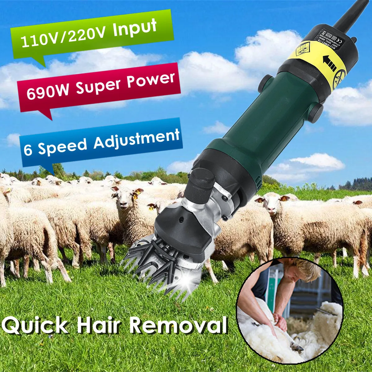 Original Elektrische Schafschur Clipper 690 Watt 6 Geschwindigkeit Einstellbar Scheren Ziegenhaar Entfernung Trimmer Licht Gewicht Dauerhaft Feste Hohe Geschwindigkeit Eine GroßE Auswahl An Waren Schere Werkzeuge