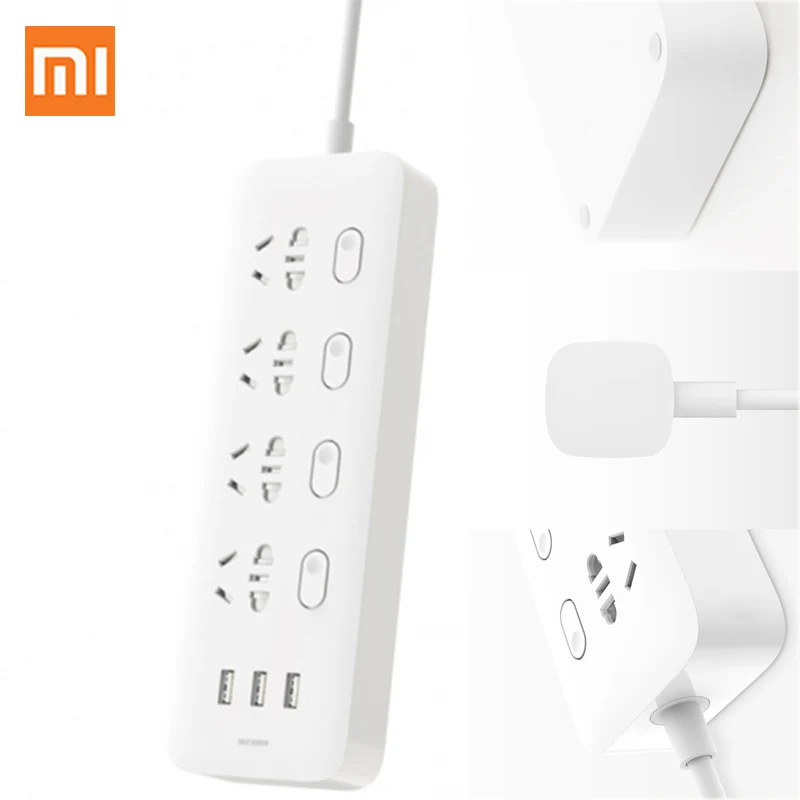 Оригинальная Xiaomi Mi розетка с 4 портами, 4 переключателя с суб-контролем, 3 разъема USB, быстрая зарядка, 2,0, удлинитель, безопасная дверь