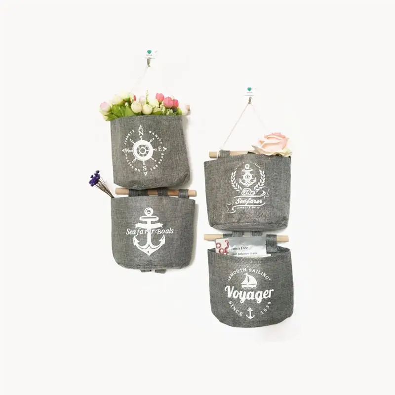 Dark-Fabric Cotton Pocket Hanging Wall Holder Storage Bags Racks Wall Pockets Pendant Organizer Pendant Storage Bag Organizer 4