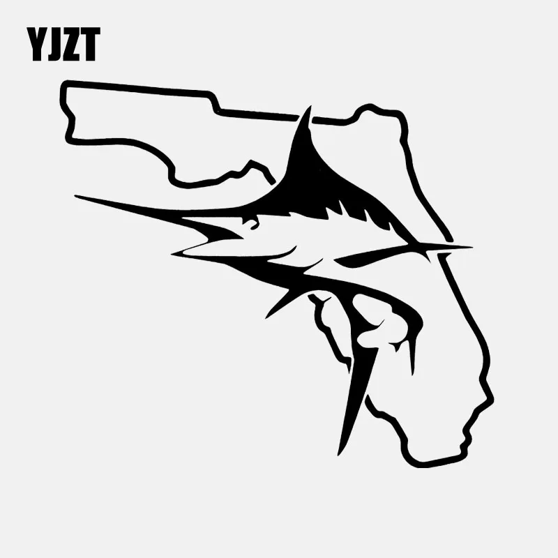 YJZT 15.5CM*13.8CM Florida Marlin Fishing Decal Car Sticker Vinyl Black/Silver C24-0583 | Автомобили и мотоциклы