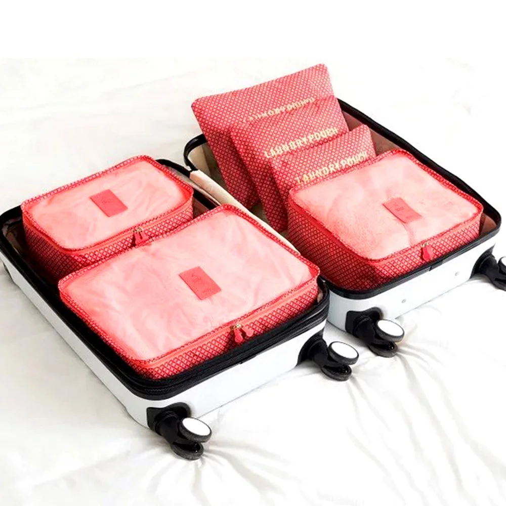 6pcs Round Point Pattern Travel Storage Bag Set Luggage Divider
