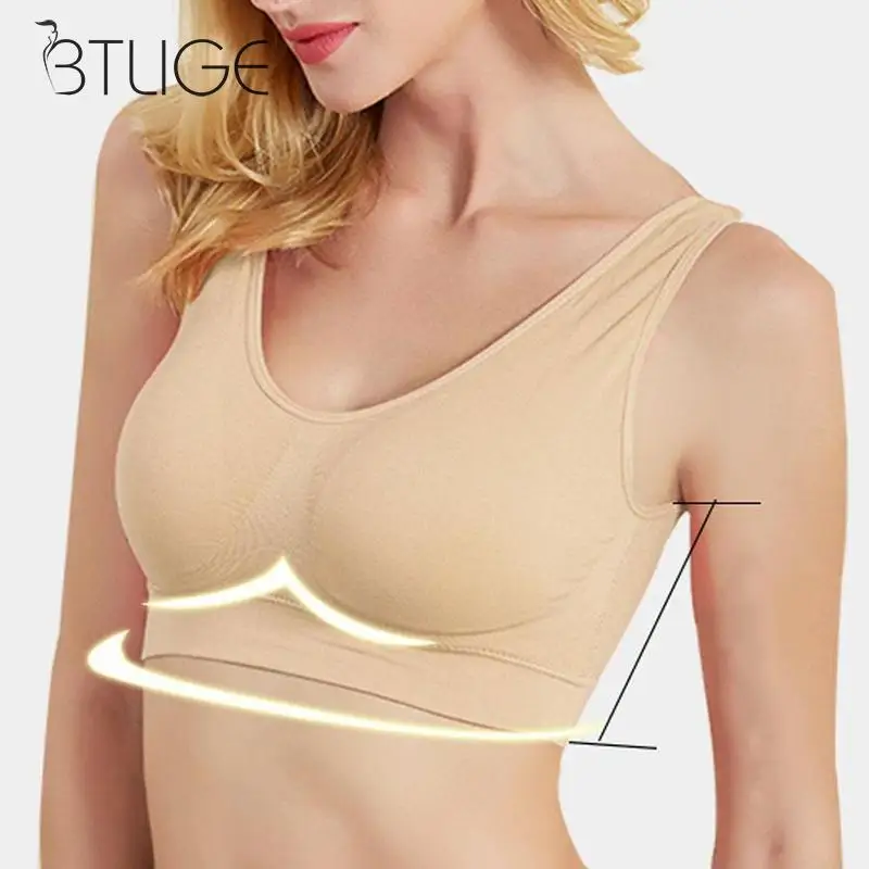 

New Classic Bra with Removable Pads Classic Vest Bra Breathable Seamless Wireless Sport Bra Solid Color Undergarment