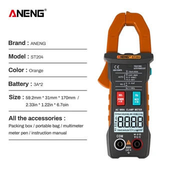 

ST204 Digital Clamp Meter Multimeter 4000counts True RMS Mini Amp DC/AC Clamp Meters voltmeter Automatic Range