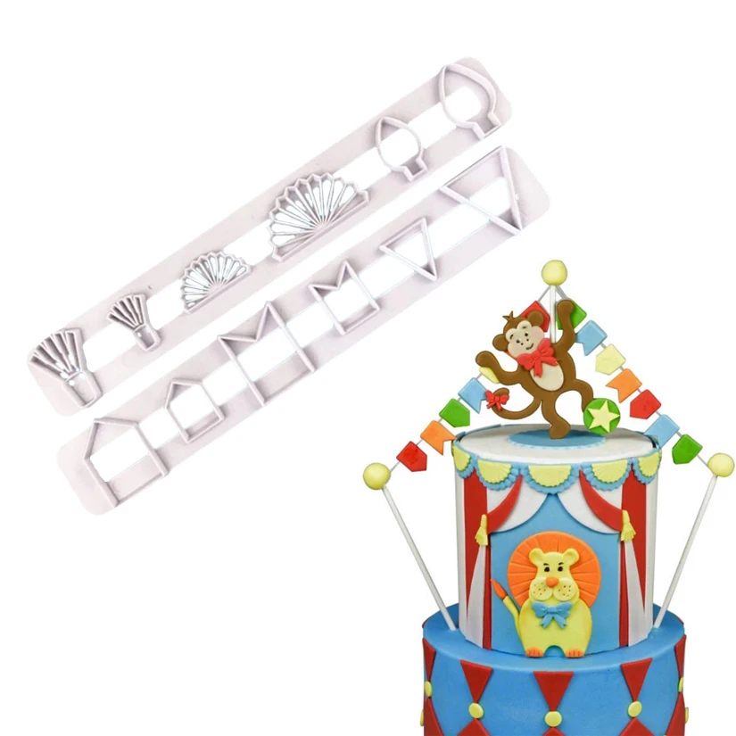 

2 pcs/set Banner Biscuit Cookie Cutter Sugarcraft Mold Fondant Cake Decorating Tools Baking Mold