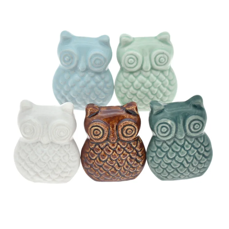 

Cartoon Owl Shape Knob Pull Colorful Ceramic Cabinet Pull Handles Modern Child Home Drawers Decor Furniture Hardware Accessories