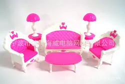 Девочка ребенок подарок пластиковый старинный диван настольная лампа 6 предметов/набор аксессуары для дома Мебель для куклы Барби, для monster