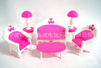 

Girl baby gift plastic vintage sofa couch desk lamp 6 items/Set house accessories furniture for barbie doll,for monster high