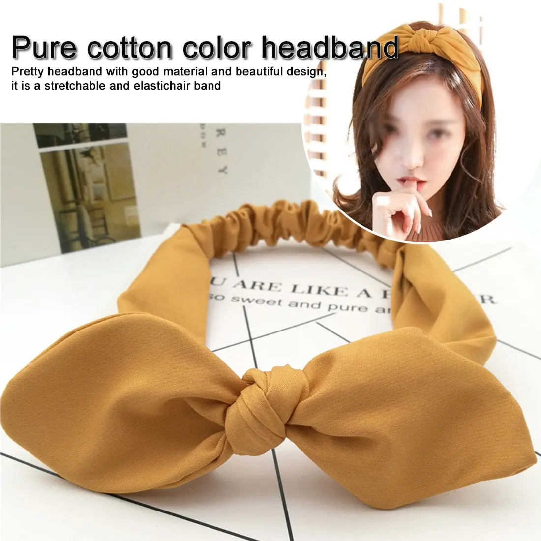 

Korean Women Cute Ears Fabric Bow Knot Hairband Headband Hair Hoop Band Accessories