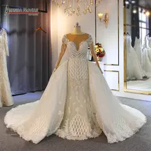 Роскошные свадебные платья с бисером и юбкой годе, свадебные платья со съемным шлейфом, 2020