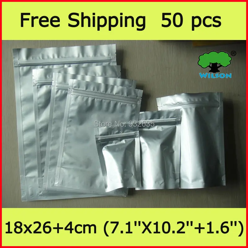 18x26 + 4 см (7 1 ''x10.2 ''+ 6'') 50 шт. сверхпрочный 7 mils алюминиевая фольга