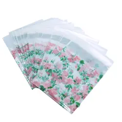 100 шт./лот 7*7 см милые темно-зеленый цветок печенье сумки самоклеящиеся подарочные пакеты