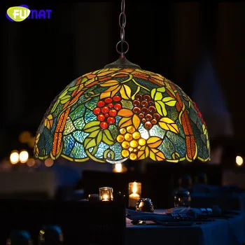 

FUMAT Stained Glass Pendant Lamp Vintage Grape Glass Light Living Room Kitchen Dining Room Bar Light Fixtures LED Pendant Lights