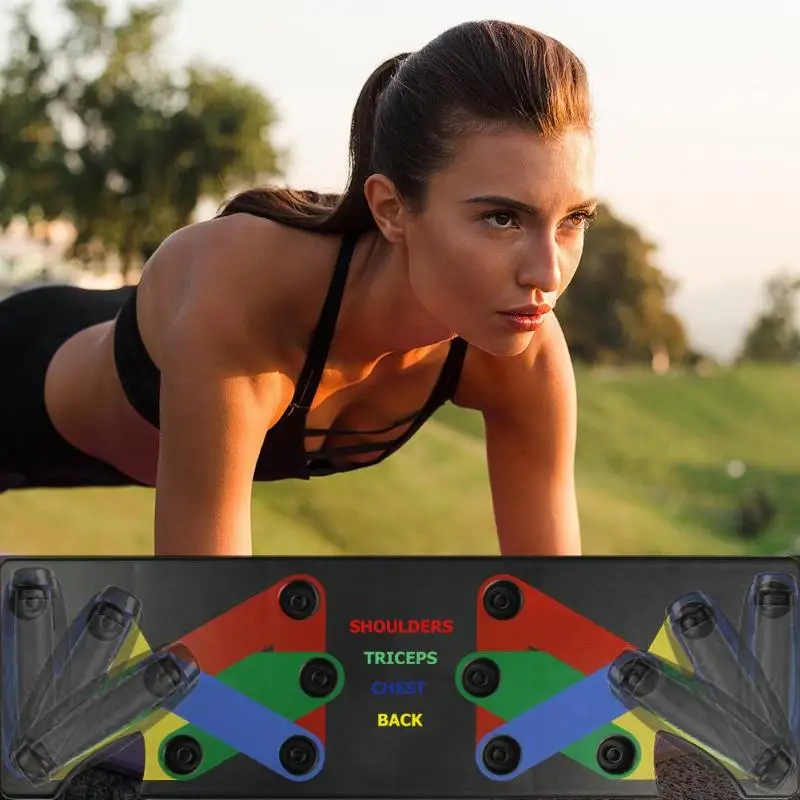 

Push Up Rack Board 9 in 1 Body Building System Fitness Comprehensive Exercise Workout Training Gym Exercise Pushup Stands
