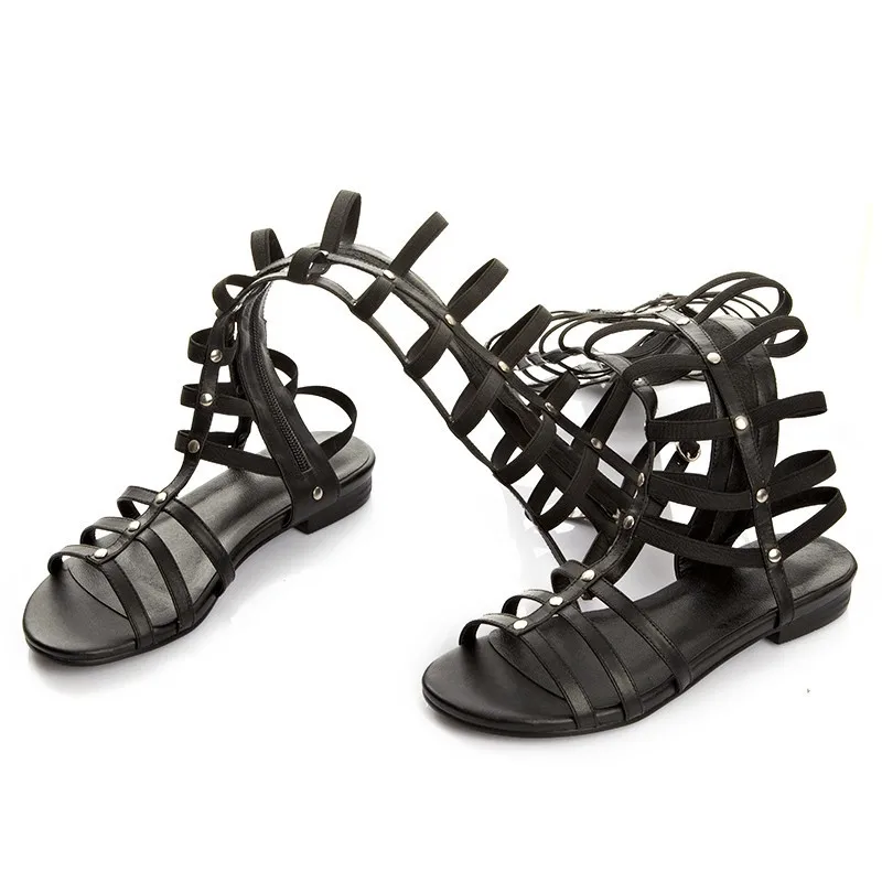 ENMAYLA/черные модные сапоги до колена женские дышащие сапоги с дырками обувь с высоким голенищем летние сапоги кожаные сапоги больших размеров