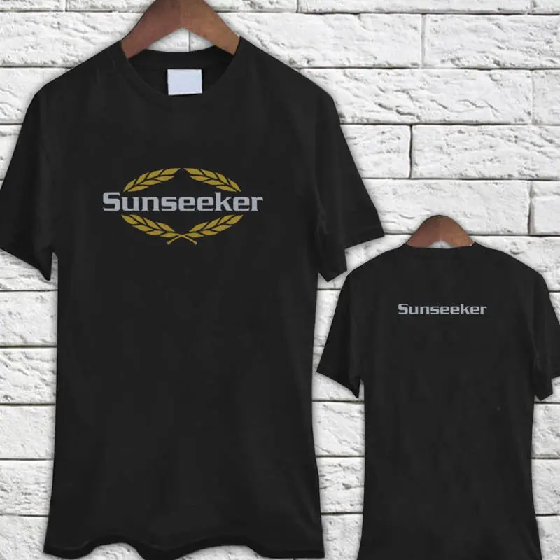 Sunseeker яхты логотип черная футболка | Мужская одежда