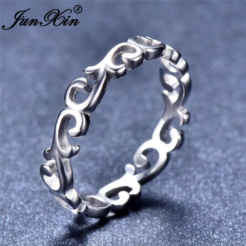 JUNXIN Tree Leaf Charm Wave Rings For Women Real 925 Sterling Silver Ring Female Stackable Engagement Ring Girls Korean Jewelry