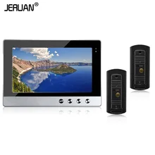 JERUAN New Wired 10 inch Color LCD Screen Video Door Phone Intercom System + 2 Waterproof Outdoor Bell Camera Free Shipping