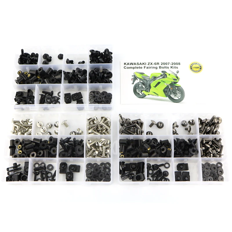 

Motorcycle Accessories Fairing Bolts Kits Fit For Kawasaki ZX 6R ZX-6R ZX-6RR ZX 6RR 2007-2008 Washer Nuts Fastener Clips Steel