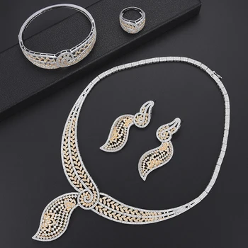 

missvikki 4 PCS Chic Jewelry Sets Necklace Bracelet Earrings for Women Charm Bride Jewelry Accessories Full Mini Cubic Zirconia