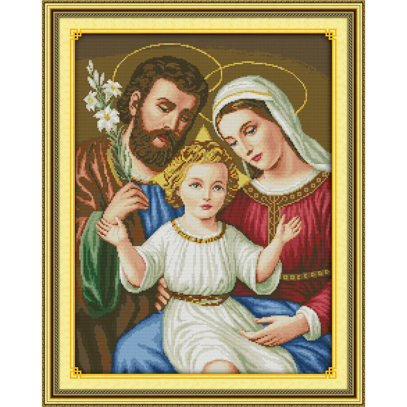 

Everlasting love Jesus family Chinese cross stitch kits Ecological cotton stamped printed 11CT DIY wedding decoration for home