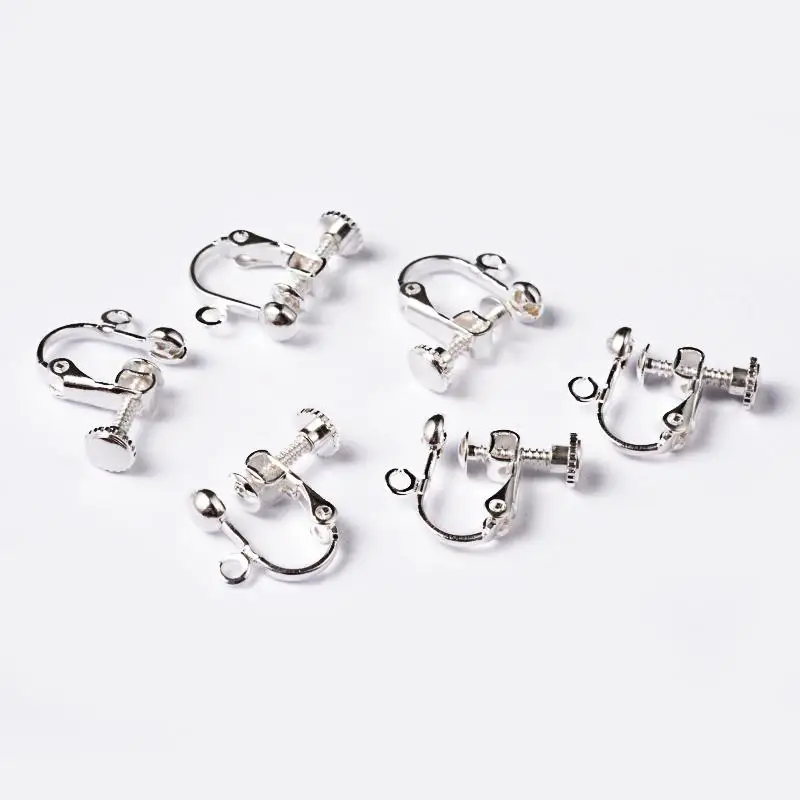 300pcs Silver Brass Screw Clip Earring Converter for Non Pierced Ears