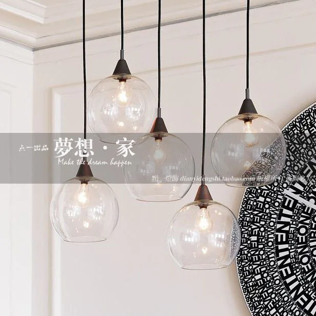 Glass ball restaurant lamp dining table bar lighting modern brief