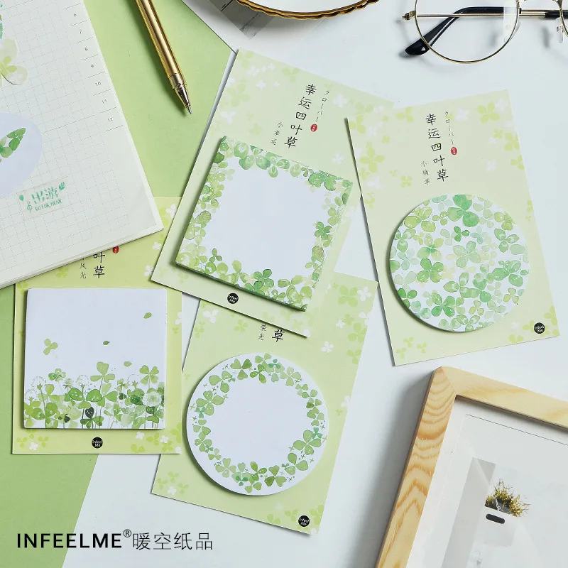 

30 Sheets/pad Cute Clover Sticky Notes Memo Pad Planner Stickers Marker Stationery Office School