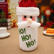 1 шт мультфильм Санта бутылка вина Обложка сумка Рождественский ужин Рождественское украшение для стола милый Рождественский подарок Санта Клаус