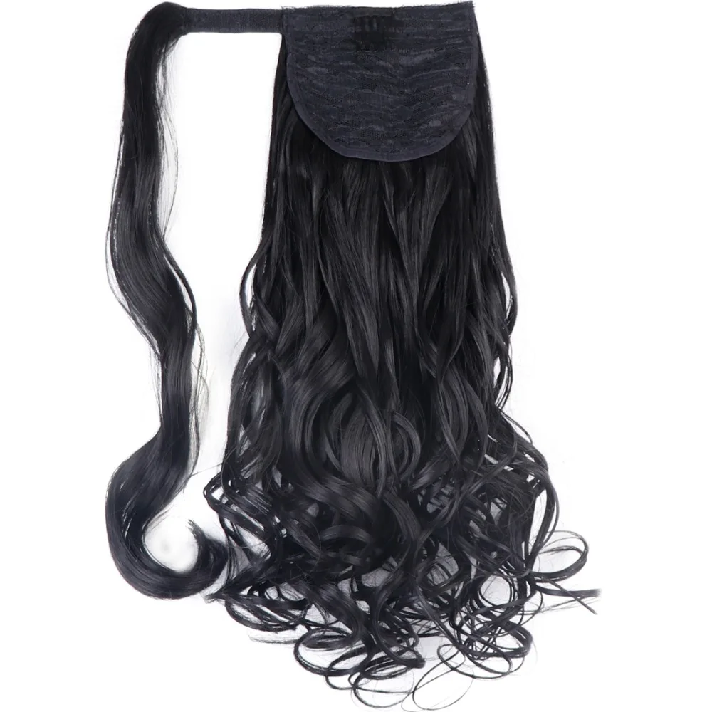 BESTUNG 20Inch Long Curly Wrap Around Synthetic Ponytail Clip in Hair Extensions for Women 120-130g