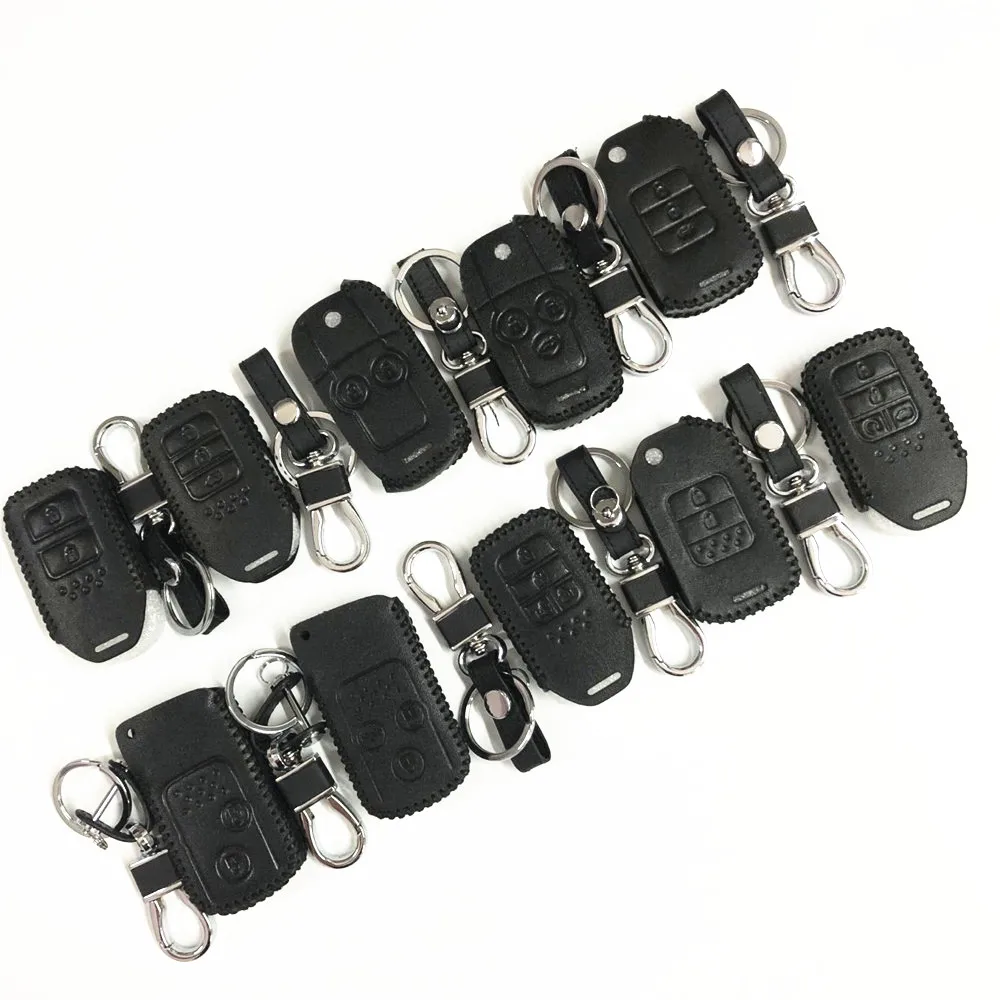 

Car Key Case Real Leather Flip Remote Shell Cover Keychain Key Bag for Honda Jade CR-V CRV Civic Accord Crider Acura RSX