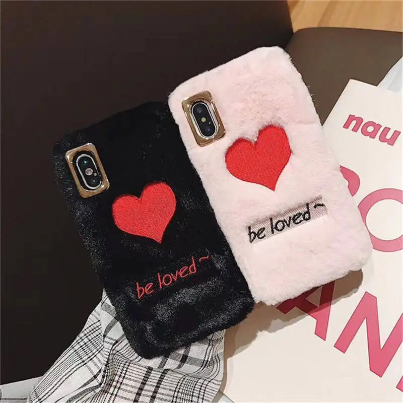 

Furry Embroidery For Iphone 6 6s 7 8P X Xs Xr Max Simple Furry Fashion Embroidered Phone Case