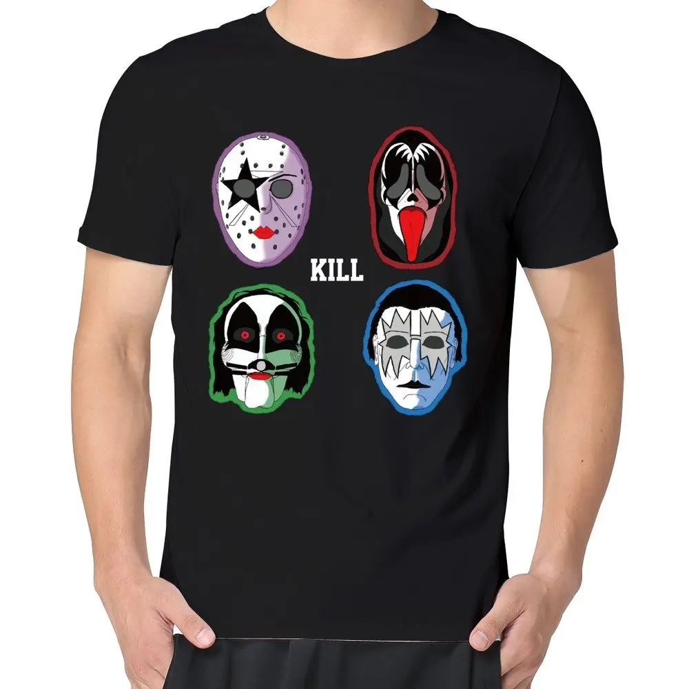 2019 модные короткий рукав черная футболка Maggo группа Kiss рок ролл все Футболка с принтом Nite Мужская, с короткими рукавами Модная хлопковая