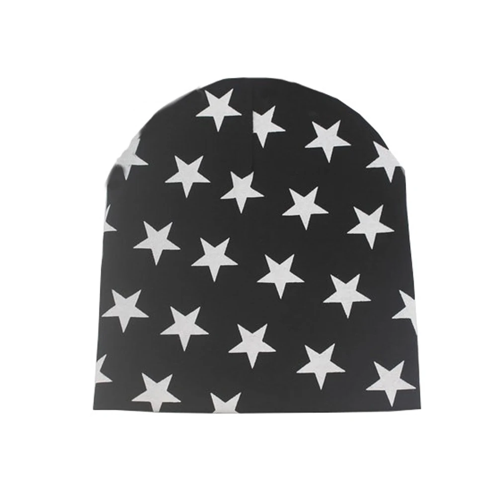 

WomensDate 2016 Autumn Winter Hot Sale 1Pcs Black 100% Cotton Knitted Hat Baby Cap Star Infant Toddlers Crochet Beanies Girl Hat