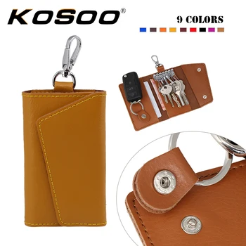 

KOSOO Car Styling Genuine Leather Car Keys Bag Holder Car Key Wallet Case For Cadillac STS For Jeep Cherokee For Chryssler 300C