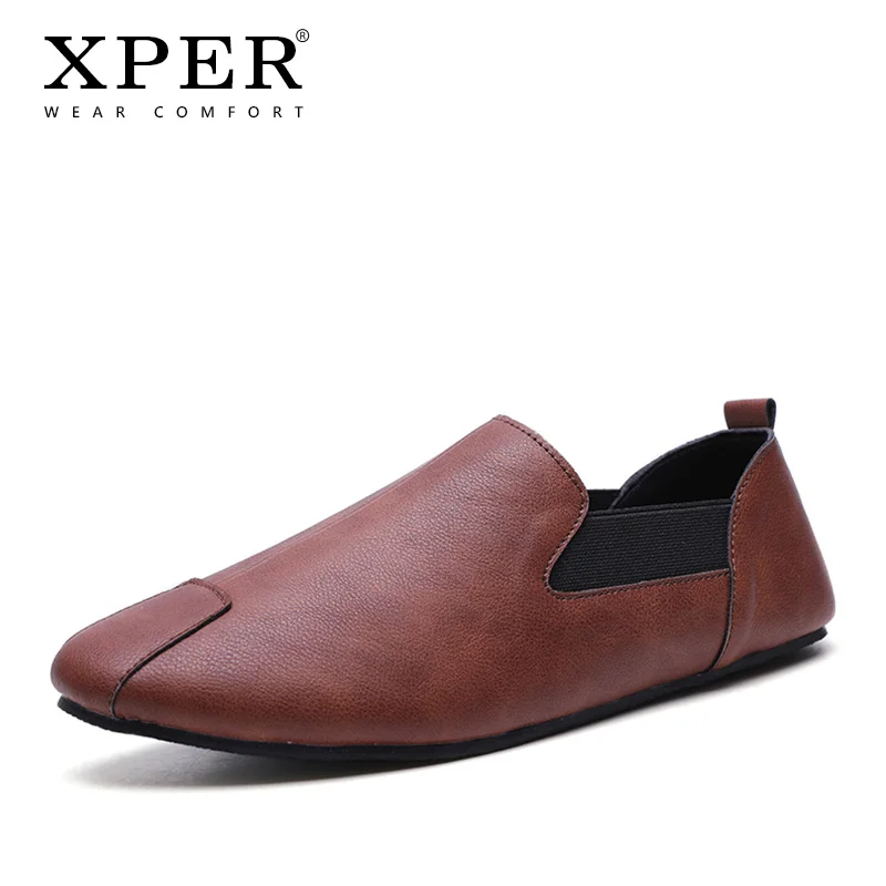 Solid Fashion Men Loafers Spring Black Leather Casual Shoes Male Slip-On Footwear Comfort Soft Driving White #XP012 | Обувь