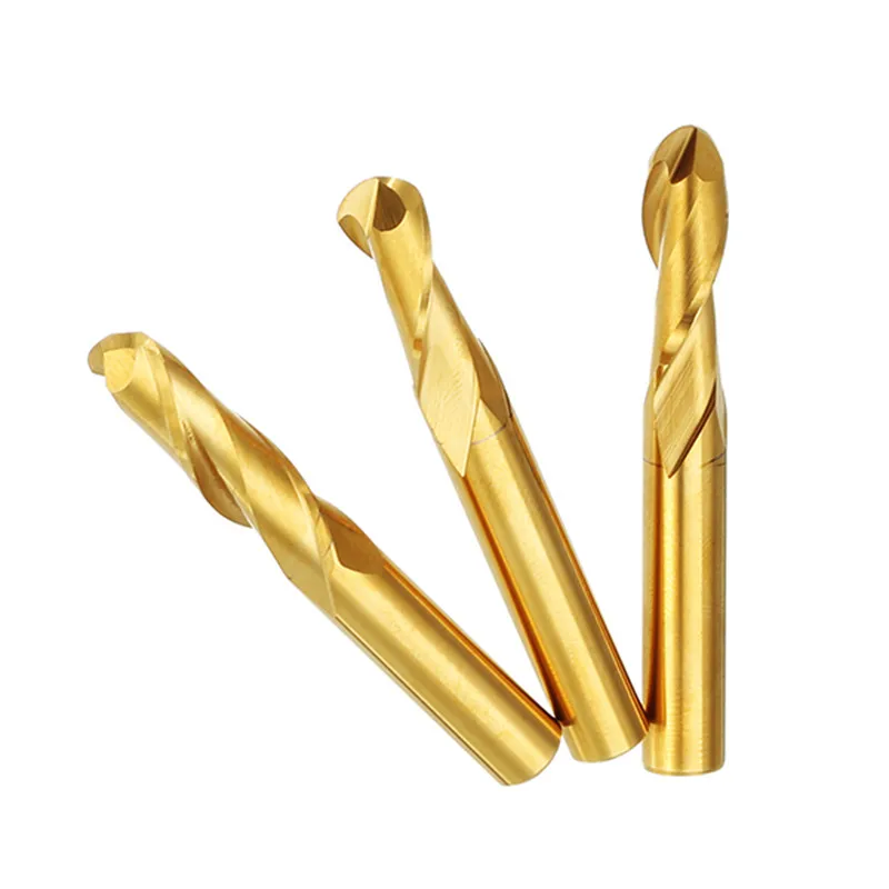 

High Quality 1pc 6mm Shank 2 Flutes Ball Nose End Mill Cutter 15/17/22mm Titanium-Coated CNC Cutting Tool