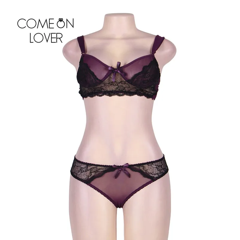 Comeonlover Ensemble Sous Vetement Femme, женское белье фиолетового цвета, женское нижнее белье, эротический комплект размера плюс, комплекты сексуального белья RI80273