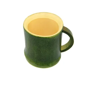 

100pcs Handmade Natural Bamboo Tea Cup Japanese Style Beer Milk Cups With Handle Green Eco-friendly Travel Crafts ZA6360