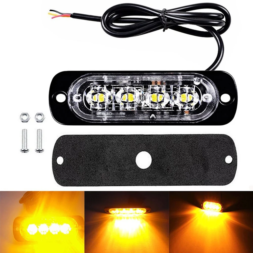 Ultra thin 4 LED Car Flash Truck Emergency Light Bar Hazard Strobe