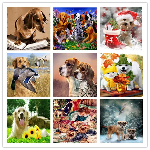 5D DIY full Square drill Diamond painting Cross stitch Puppy &amp Owl Rhinestone embroidery Mosaic Home decor gift | Дом и сад