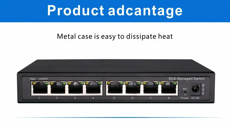 HTB1hCe6aIfrK1RkSnb4q6xHRFXaX Interruptor gestionado Gigabit de 8 puertos, gestionado con conmutador Ethernet 8 puertos 10/100/1000M VLAN