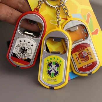 

Free Shipping mix country 10pcs bottle opener Keychain LED Football bar soccer fans wedding birth favor giveaways souvenir gift